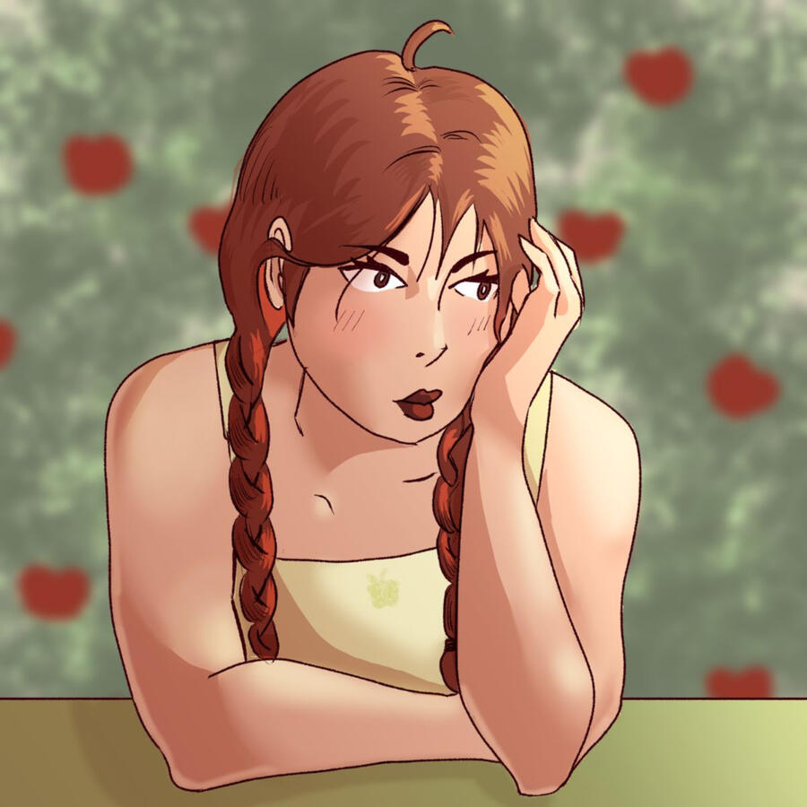 Girl by orchard Girl by orchard